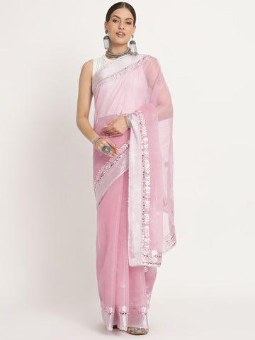 The Traditional Pink Border Saree: A Timeless Classic