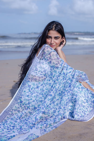 Bagh Jaal Kota blockprinted silk cotton saree
