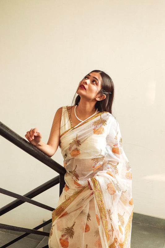 Evergreen printed Kota saree - Bagh- Genda