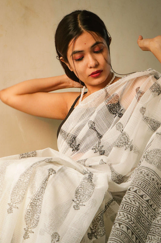 Evergreen printed Kota saree - Bagh- Jasmine