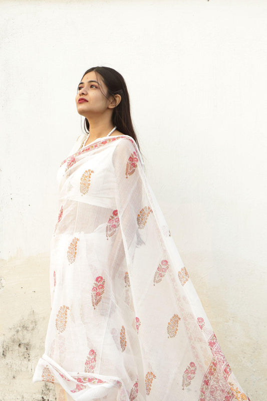 Evergreen printed Kota saree - Bagh- Kairi