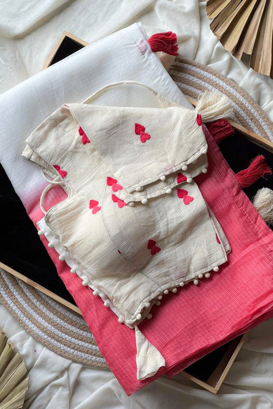 This elegant transition Kota Chex Viscose Saree with stiched blouse