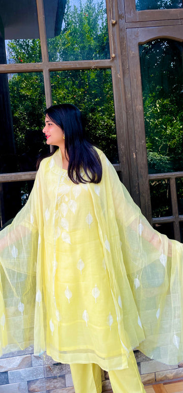 Acacia Lemon Unstitched Kurta Material