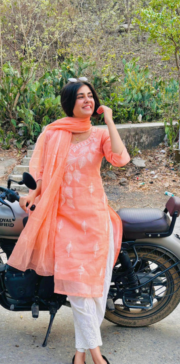 Acacia Coral Unstitched Kurta Material