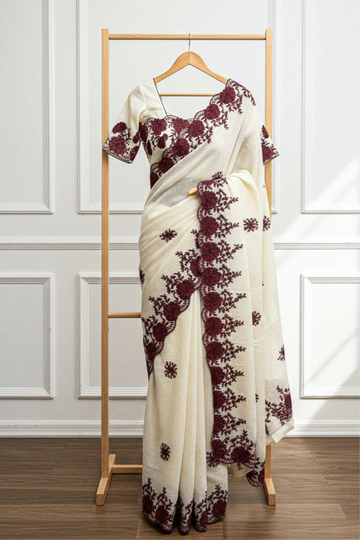 Royal Bloom Border Embroidered Saree