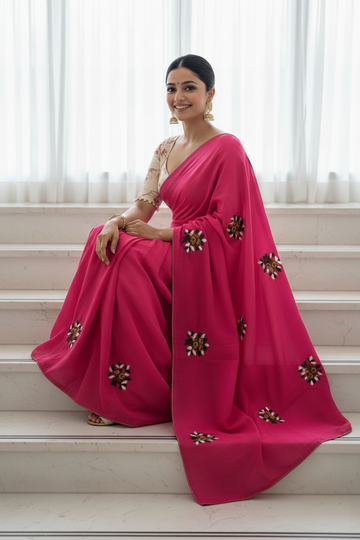 Subhkanya Primium Kota Doria With Knot Ancor work And Gpo Lace Border with stiched blouse