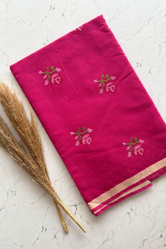 The Crimson Rose Embroidery Saree
