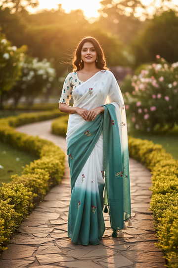 This elegant saree Kota Chex Viscose Saree with stiched blouse Collection