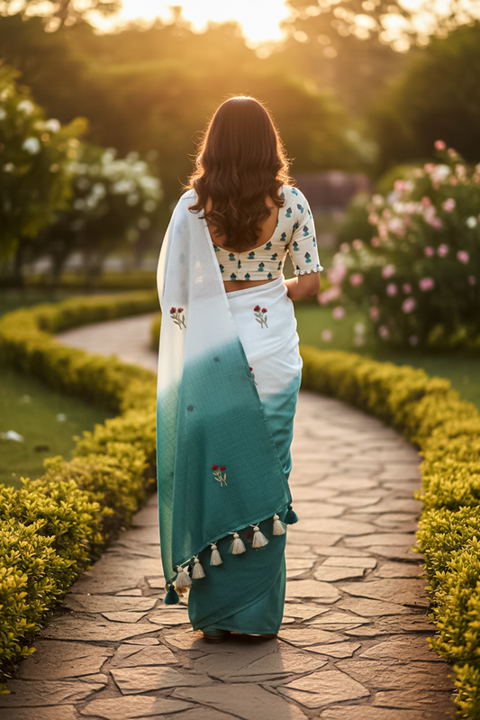 This elegant saree Kota Chex Viscose Saree with stiched blouse Collection