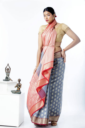 Nitara Grey Kota Silk Saree