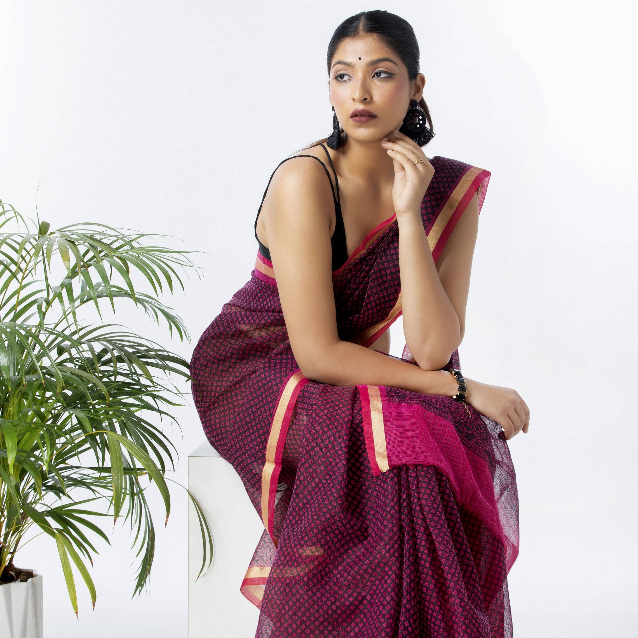 Saira Burgundy Saree